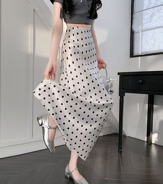 Dot Vibe Satin Skirt