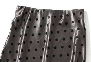 Midnight Dot Satin Midi Skirt