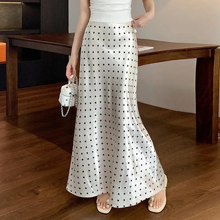 Midnight Dot Satin Midi Skirt
