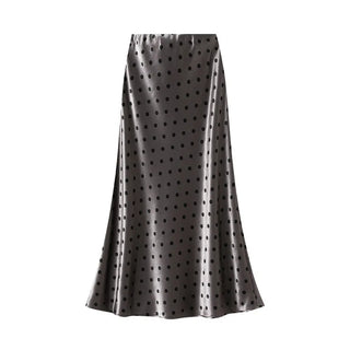 Midnight Dot Satin Midi Skirt