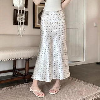 Midnight Dot Satin Midi Skirt