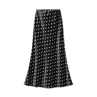 Midnight Dot Satin Midi Skirt