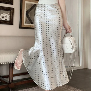 Midnight Dot Satin Midi Skirt