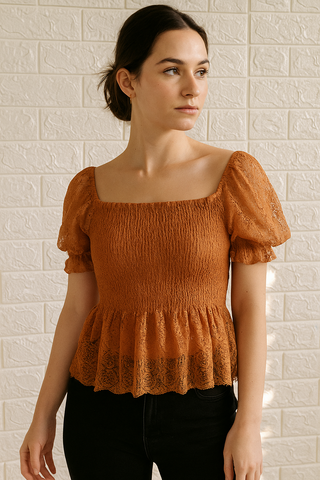 Rustic Lace Peplum Top.