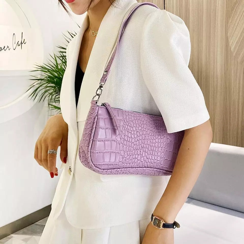 ALLIGATOR PATTERN BAGUETTE BAG coolfairy