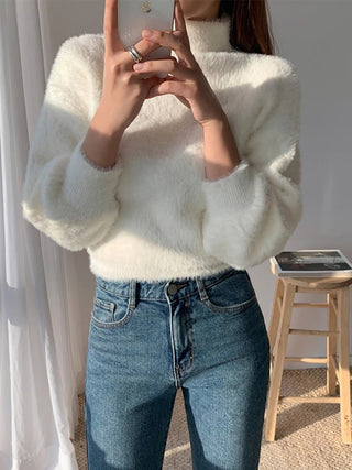 SOFT FUR TURTLENECK PULLOVER SWEATER
