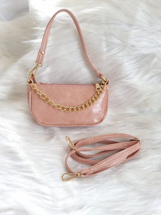 CROC PATTERN MINI CHAIN HAND, SHOULDER & CROSSBODY BAG
