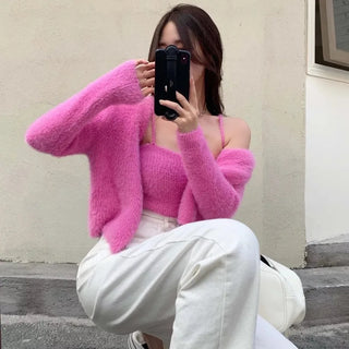 SHANIA SOFT FUR TWO-PIECE CARDIGAN SET