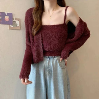 SHANIA SOFT FUR TWO-PIECE CARDIGAN SET