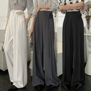 Emma High-Waisted Pleated flower decor Wide-Leg Trousers.