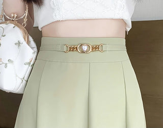 Luna Classic High-Waist Skirt with Chain Accent