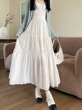 Broderie anglaise tiered skirts.