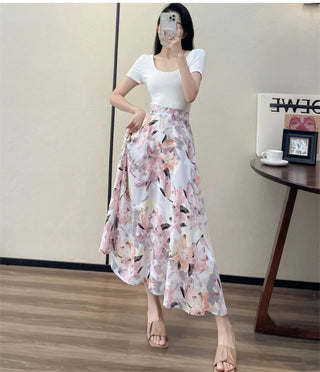 Floral Breeze A-line Midi Skirt