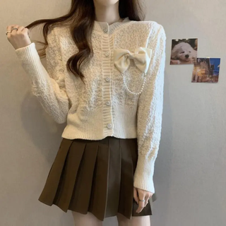 Elysia's Elegant Bow Cardigan