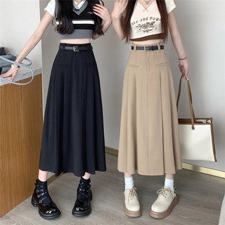 Vintage A-line high waist pleated skirt