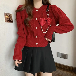 Elysia's Elegant Bow Cardigan