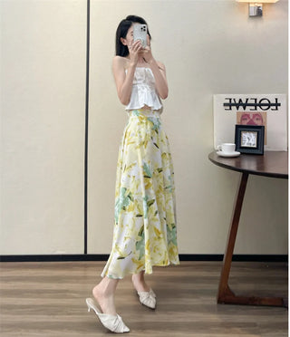 Floral Breeze A-line Midi Skirt