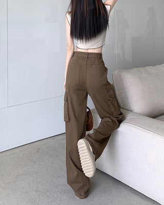 High waist wide leg cargo pants