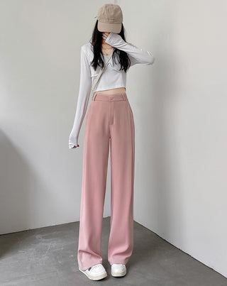 HIGH WAIST STRAIGHT LEG BUTTON FORMAL TROUSERS