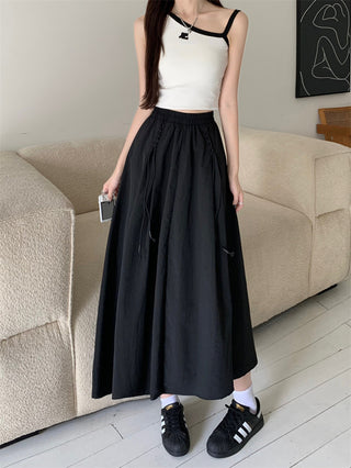 High-waisted flowy A-line silhouette skirt