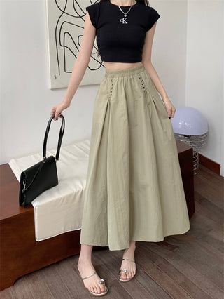 High-waisted flowy A-line silhouette skirt