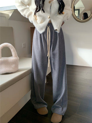 Isla High-Waist Plush Drawstring Trousers