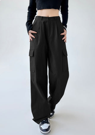 High waist wide leg cargo pants