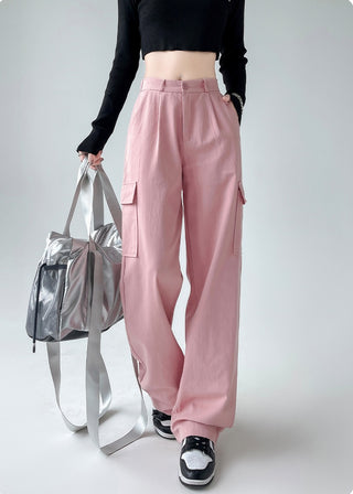 High waist wide leg cargo pants