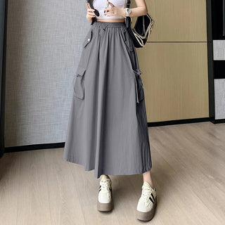 High-waisted cargo midi skirt