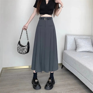 Vintage A-line high waist pleated skirt