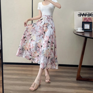 Floral Breeze A-line Midi Skirt