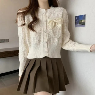 Elysia's Elegant Bow Cardigan