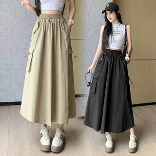 High-waisted cargo midi skirt