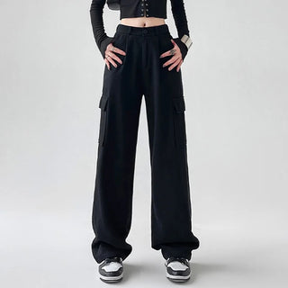 High waist wide leg cargo pants