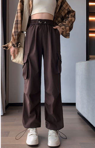 High waisted parachute cargo pants