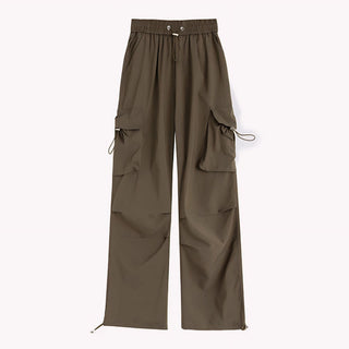 High waisted parachute cargo pants