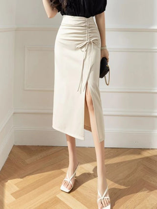 Ava high waist side slit A-line skirt