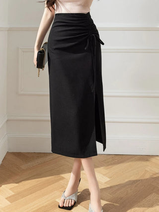 Ava high waist side slit A-line skirt