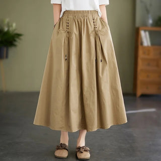 High-waisted flowy A-line silhouette skirt