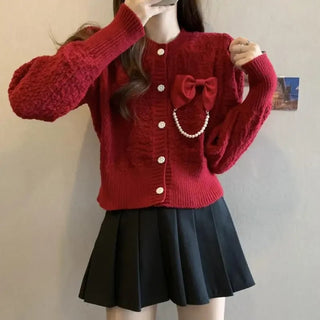 Elysia's Elegant Bow Cardigan