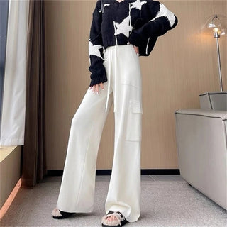 Cashmere knit elegant High waist wide leg trouser.