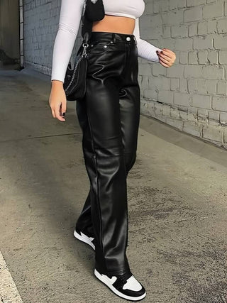 Leather luxe high-waisted Pants.