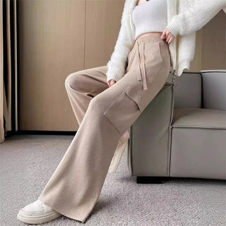 Cashmere knit elegant High waist wide leg trouser.