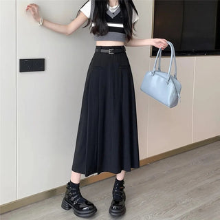 Vintage A-line high waist pleated skirt