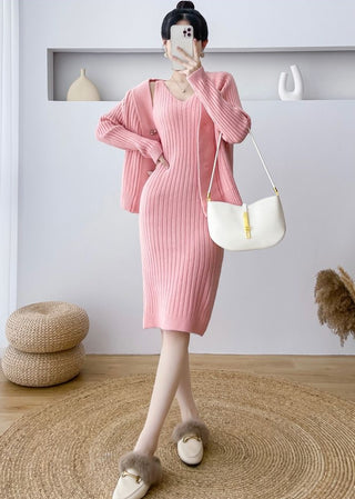 Mae cozy cardigan+ bodycon dress set