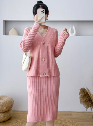 Mae cozy cardigan+ bodycon dress set