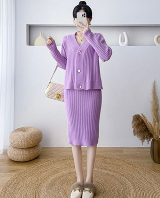 Mae cozy cardigan+ bodycon dress set