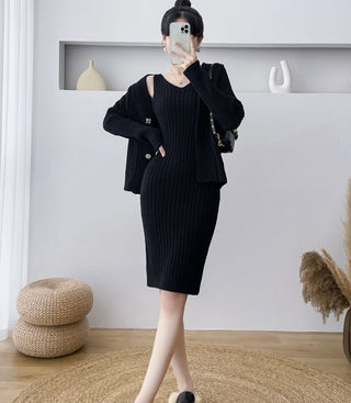 Mae cozy cardigan+ bodycon dress set