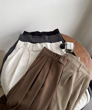 Pleated High Waist Double Button Trouser( BUY 3 GET 15% OFF USE CODE: COMBO15 )