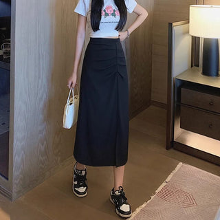 Grace chic high-waist side-slit skirt